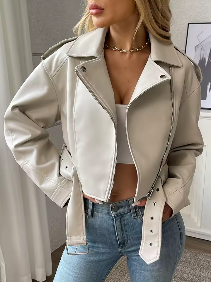Jaqueta de Couro Feminina Kabani Capri
