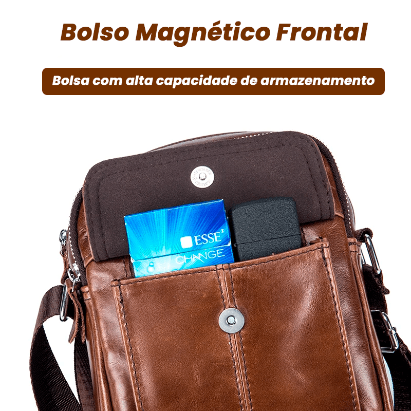 Bolsa de Ombro em Couro Genuino- Bull Captain