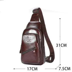 Bolsa de Ombro Masculina Transversal em Couro Genuino - Black Jack