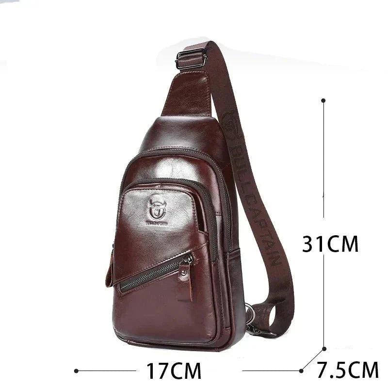 Bolsa de Ombro Masculina Transversal em Couro Genuino - Black Jack