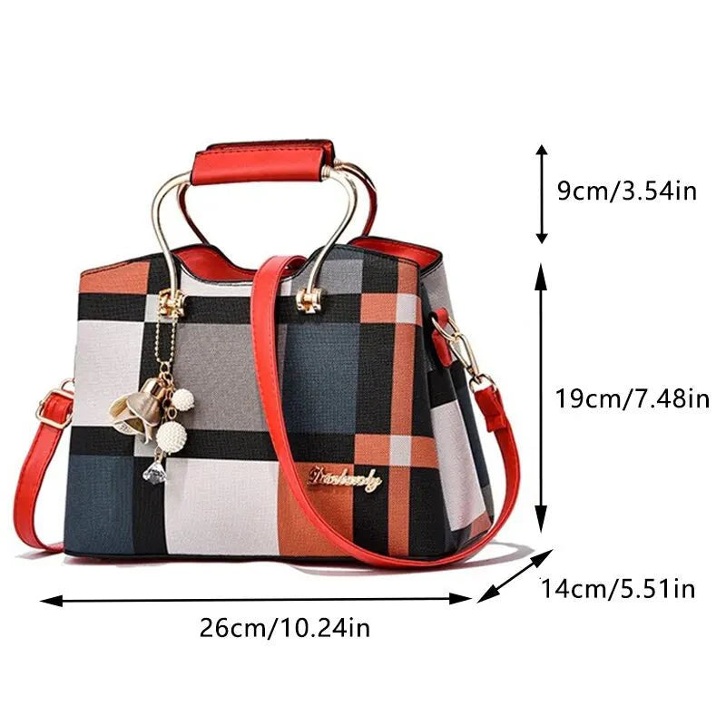 Bolsa Feminina Xadrez em Couro Genuino - Queen Premium