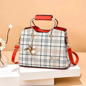Bolsa Feminina Xadrez em Couro Genuino - Queen Premium