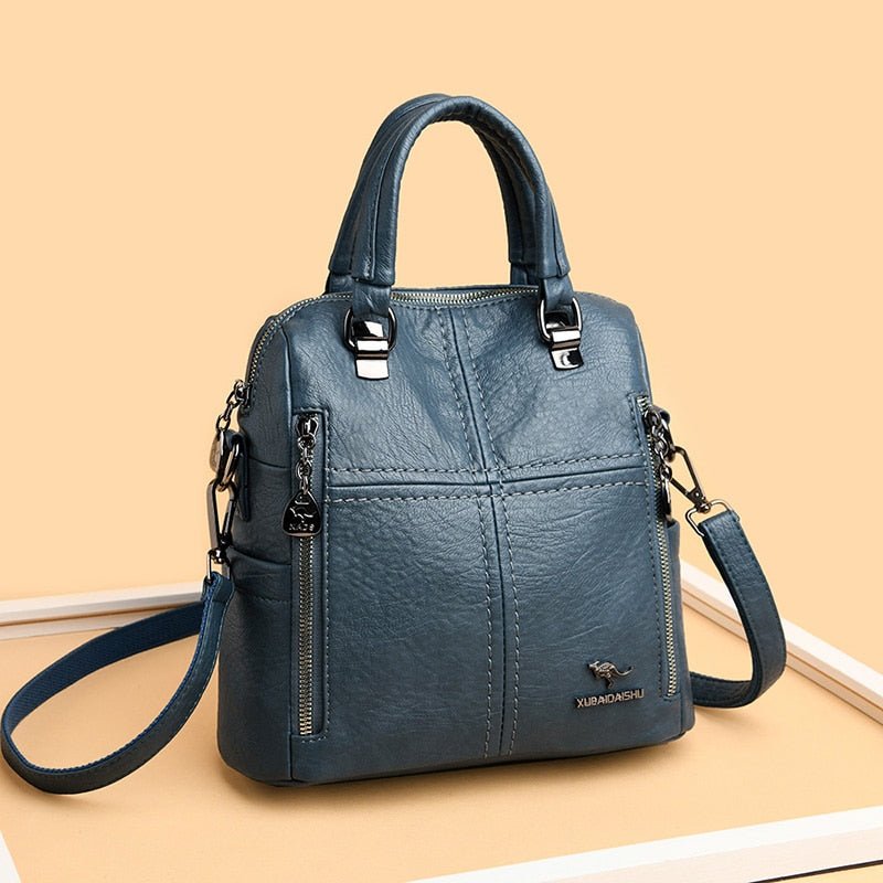 Bolsa Mochila Feminina em Couro Genuino - TwoInOne Premium