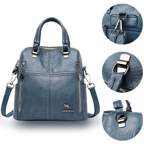 Bolsa Mochila Feminina em Couro Genuino - TwoInOne Premium