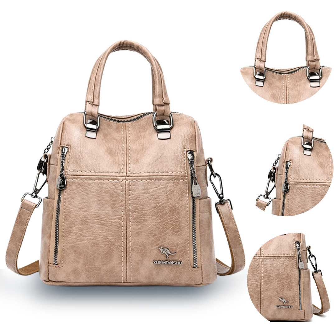 Bolsa Mochila Feminina em Couro Genuino - TwoInOne Premium
