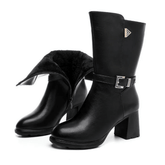 Bota Feminina de Couro Aveludada Alexa