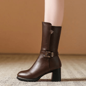 Bota Feminina de Couro Aveludada Alexa