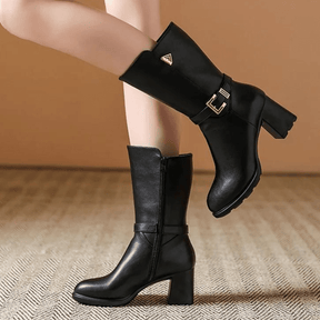 Bota Feminina de Couro Aveludada Alexa