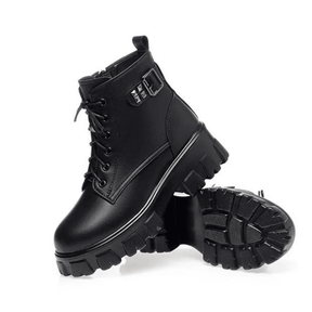 Bota Feminina de Couro Aveludada Fashion