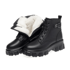 Bota Feminina de Couro Aveludada Fashion