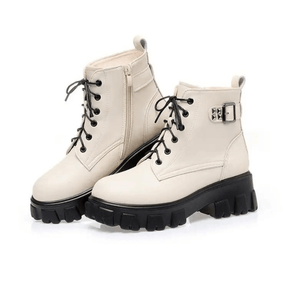 Bota Feminina de Couro Aveludada Fashion