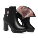 Bota Feminina de Couro Aveludada Luxo