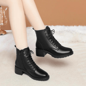 Bota Feminina de Couro Aveludada Martin