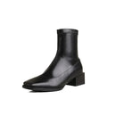 Bota Feminina de Couro Bico Quadrado