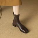 Bota Feminina de Couro Bico Quadrado