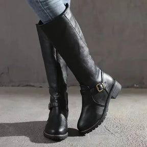 Bota Feminina de Couro Cano Alto Clássica