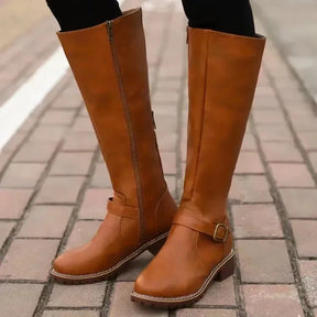 Bota Feminina de Couro Cano Alto Clássica