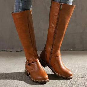Bota Feminina de Couro Cano Alto Clássica
