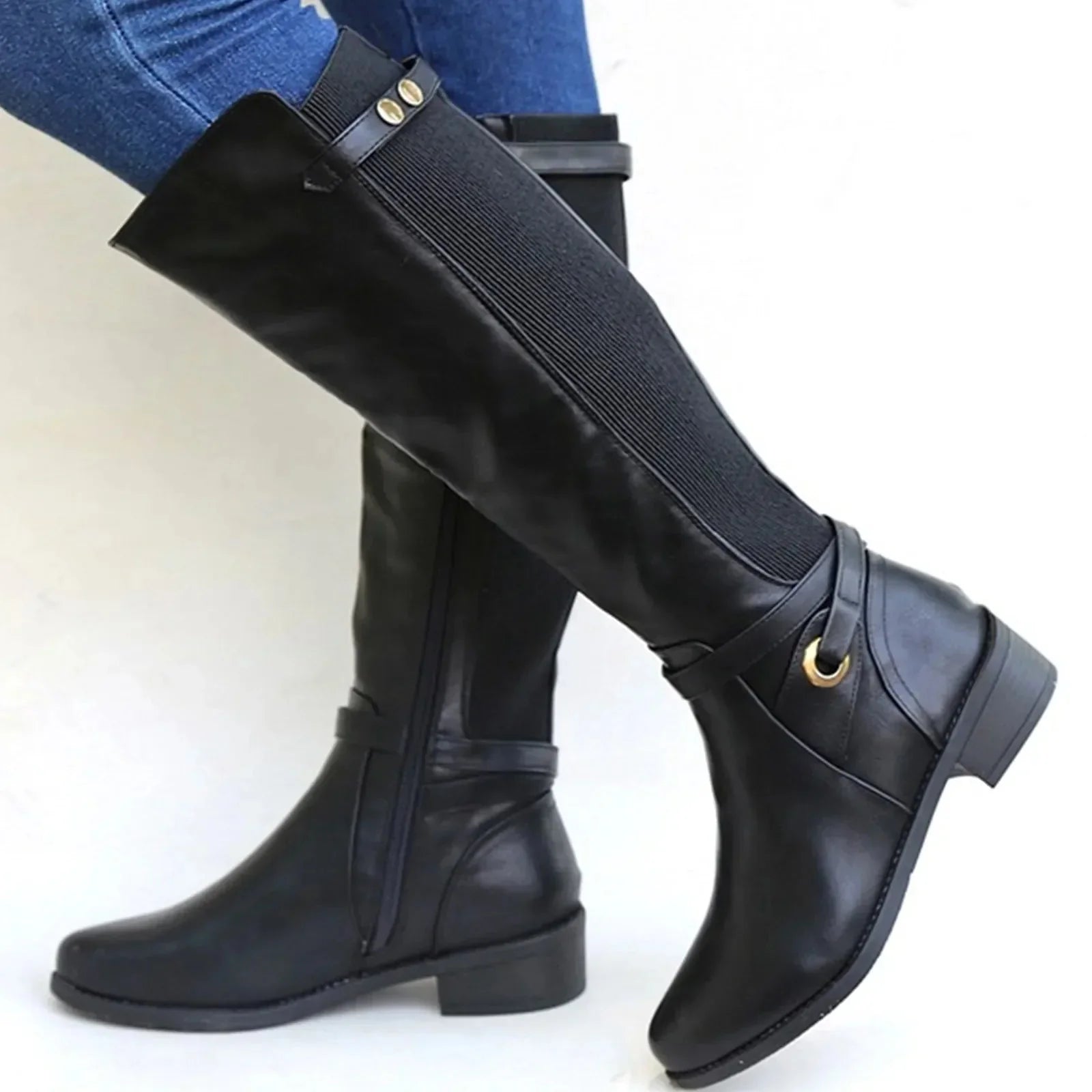 Bota Feminina de Couro Cano Alto Lua