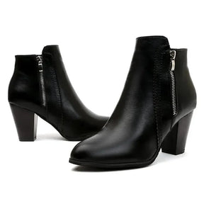 Bota Feminina de Couro Casual Clássica