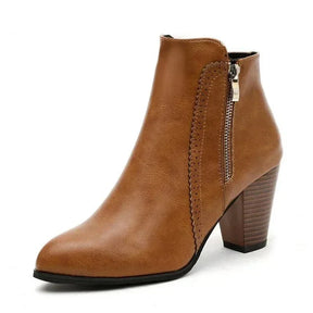 Bota Feminina de Couro Casual Clássica