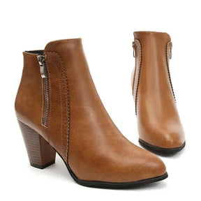 Bota Feminina de Couro Casual Clássica