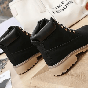 Bota Feminina de Couro Casual Fashion