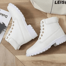 Bota Feminina de Couro Casual Fashion
