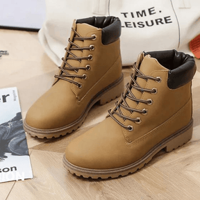 Bota Feminina de Couro Casual Fashion
