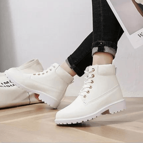 Bota Feminina de Couro Casual Fashion