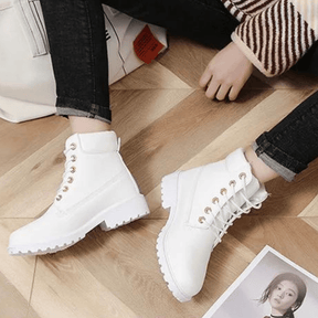 Bota Feminina de Couro Casual Fashion