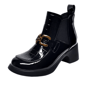 Bota Feminina de Couro Chelsea Preta