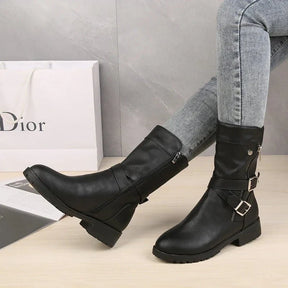 Bota Feminina de Couro Clássica Casual