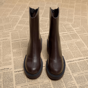 Bota Feminina de Couro com Salto Collen
