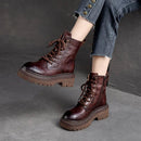 Bota Feminina de Couro Coturno Euphoric