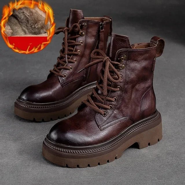Bota Feminina de Couro Coturno Euphoric