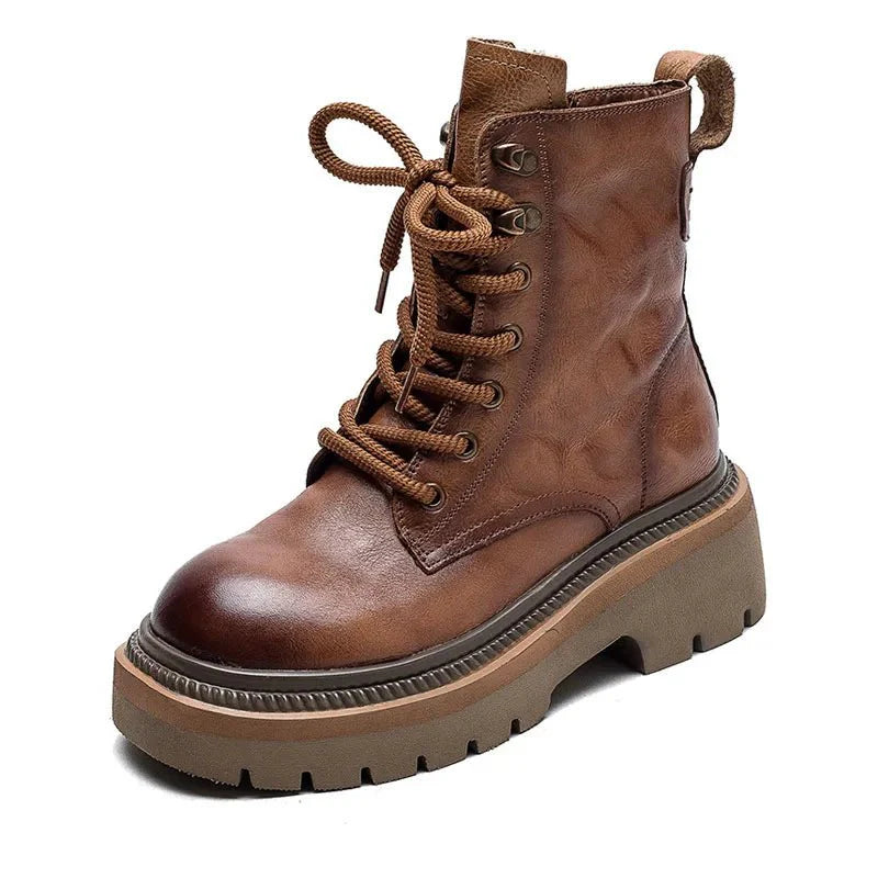 Bota Feminina de Couro Coturno Euphoric