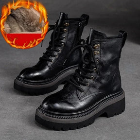 Bota Feminina de Couro Coturno Euphoric