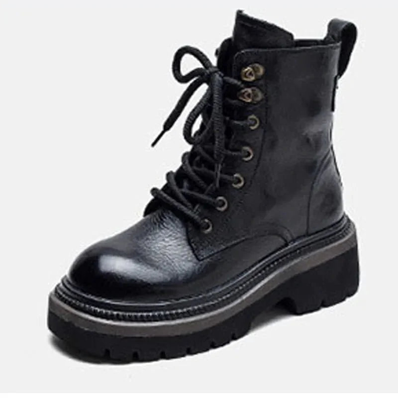 Bota Feminina de Couro Coturno Euphoric