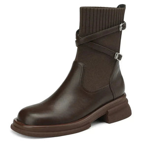 Bota Feminina de Couro Estilo Britanic
