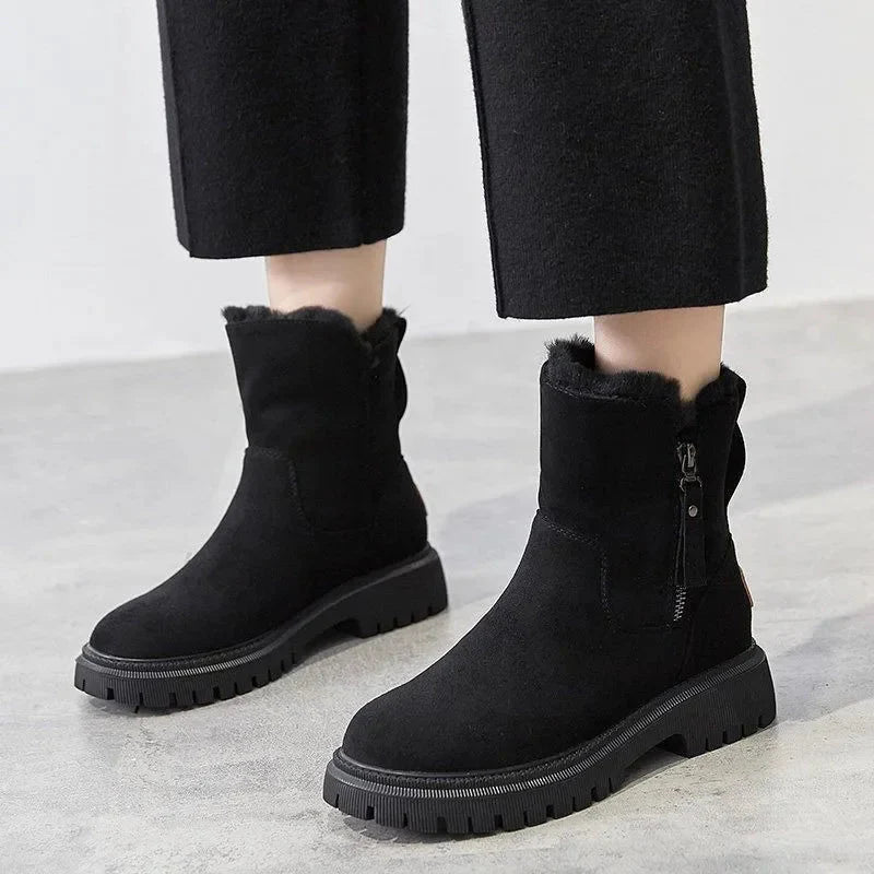 Bota Feminina de Couro Forrada Apricot