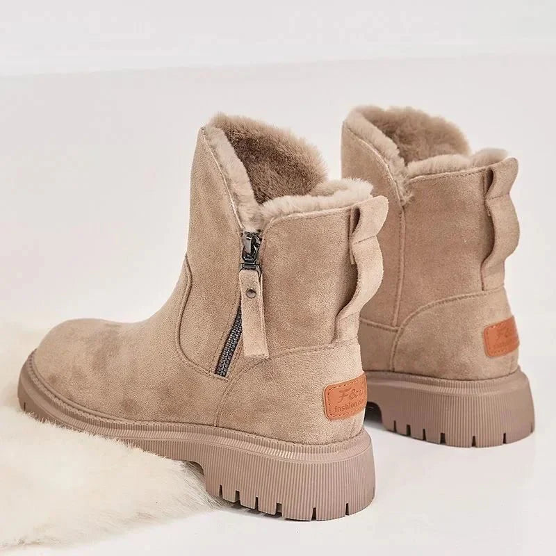 Bota Feminina de Couro Forrada Apricot
