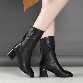 Bota Feminina de Couro Inverno Chelsea