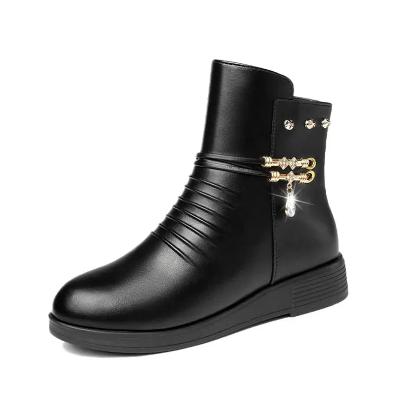 Bota Feminina de Couro Inverno Confort