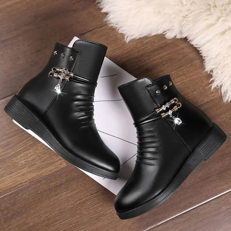 Bota Feminina de Couro Inverno Confort