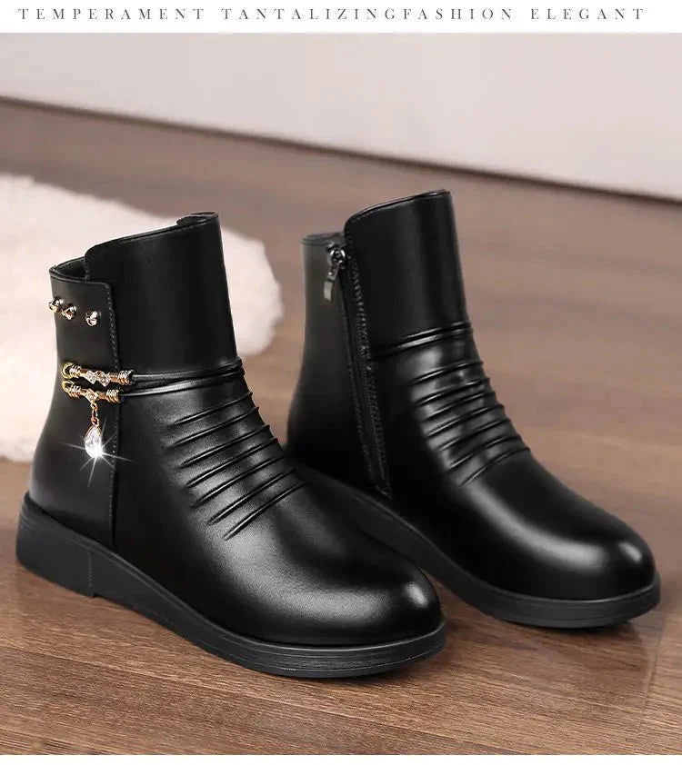 Bota Feminina de Couro Inverno Confort