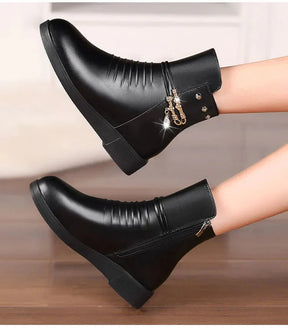 Bota Feminina de Couro Inverno Confort