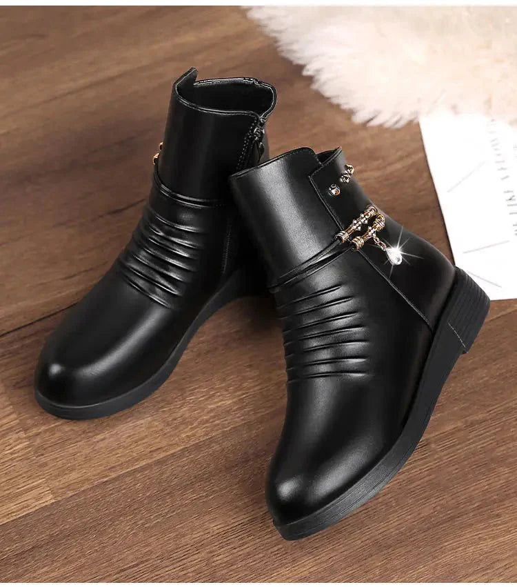 Bota Feminina de Couro Inverno Confort