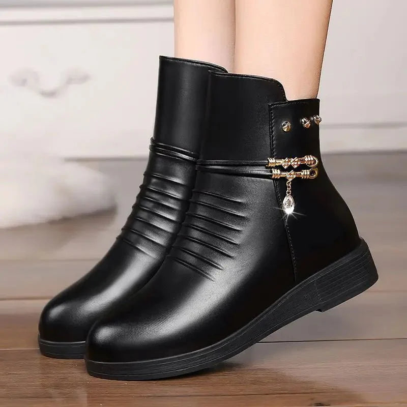 Bota Feminina de Couro Inverno Confort