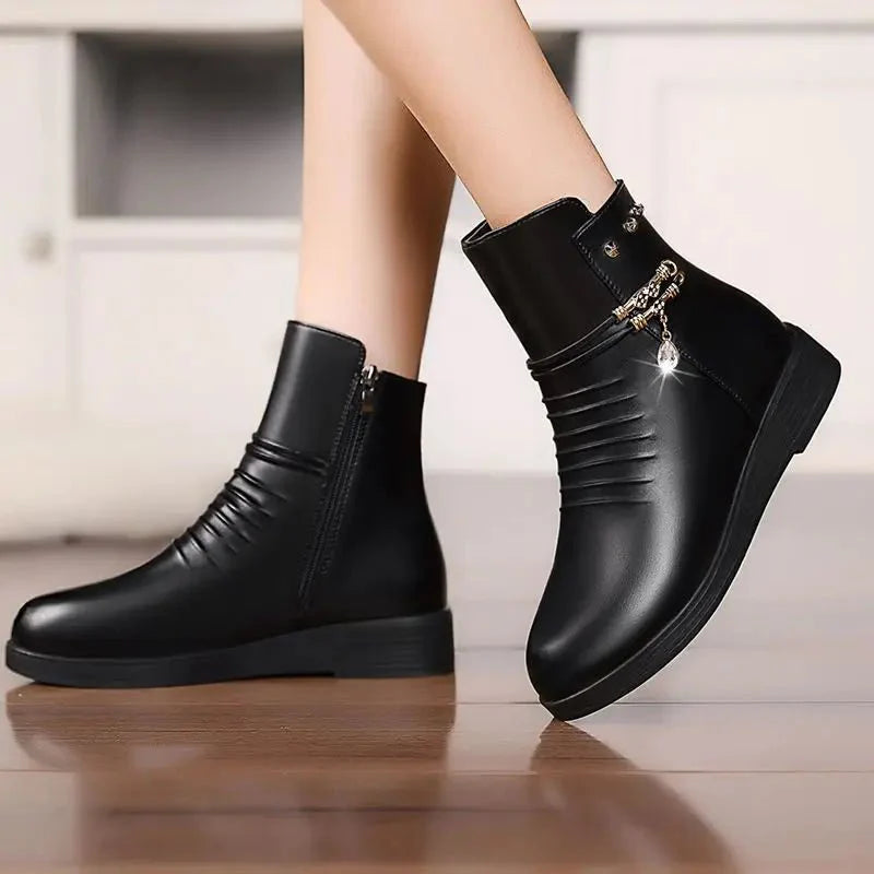 Bota Feminina de Couro Inverno Confort